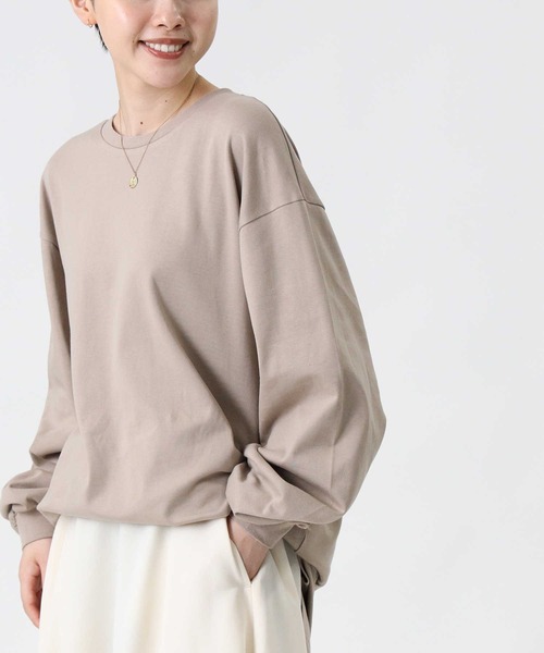 HONEYSUCKLE ROSE（ハニーサックルローズ）の「【HONEYSUCKLE ROSE】スリットビッグシルエットロンT（Tシャツ/カットソー・レディース・ライトブラウン/ホワイト/ブラック・S/L/M）」の11枚目の写真