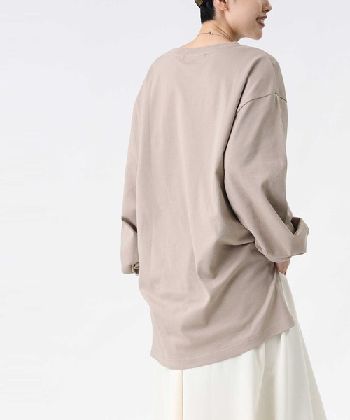 HONEYSUCKLE ROSE（ハニーサックルローズ）の「【HONEYSUCKLE ROSE】スリットビッグシルエットロンT（Tシャツ/カットソー・レディース・ライトブラウン/ホワイト/ブラック・S/L/M）」の13枚目の写真