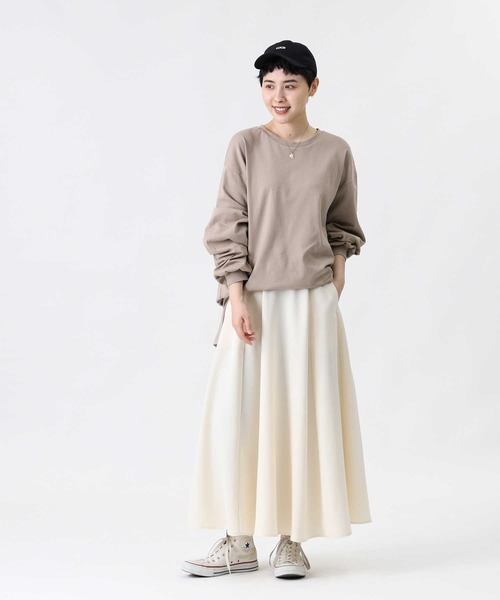 HONEYSUCKLE ROSE（ハニーサックルローズ）の「【HONEYSUCKLE ROSE】スリットビッグシルエットロンT（Tシャツ/カットソー・レディース・ライトブラウン/ホワイト/ブラック・S/L/M）」の14枚目の写真