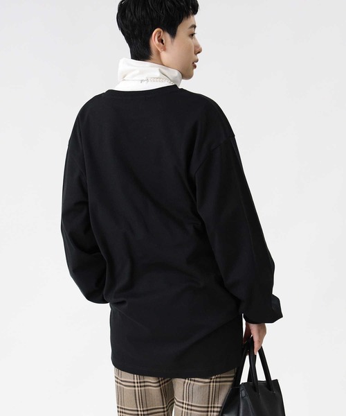 HONEYSUCKLE ROSE（ハニーサックルローズ）の「【HONEYSUCKLE ROSE】スリットビッグシルエットロンT（Tシャツ/カットソー・レディース・ライトブラウン/ホワイト/ブラック・S/L/M）」の8枚目の写真