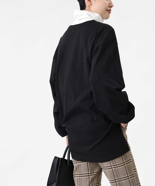 HONEYSUCKLE ROSE（ハニーサックルローズ）の「【HONEYSUCKLE ROSE】スリットビッグシルエットロンT（Tシャツ/カットソー・レディース・ライトブラウン/ホワイト/ブラック・S/L/M）」の9枚目の写真