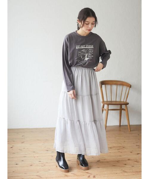 RAY CASSIN FAVORI(レイカズンフェバリ)の「・RAY CASSIN イラストptロンT*(Tシャツ/カットソー・レディース・チャコールグレー/ブラック/オフホワイト/モカ・FREE)」の17枚目の写真