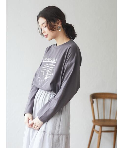 RAY CASSIN FAVORI(レイカズンフェバリ)の「・RAY CASSIN イラストptロンT*(Tシャツ/カットソー・レディース・チャコールグレー/ブラック/オフホワイト/モカ・FREE)」の14枚目の写真