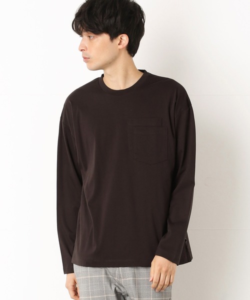 COMME　CA COMMUNE（コムサコミューン）の「ダブルポケット 長袖Ｔシャツ（Tシャツ/カットソー・メンズ・ダークブラウン/パープル/グリーン/アイボリー/レンガ/チャコール・MEDIUM/LARGE）」の4枚目の写真