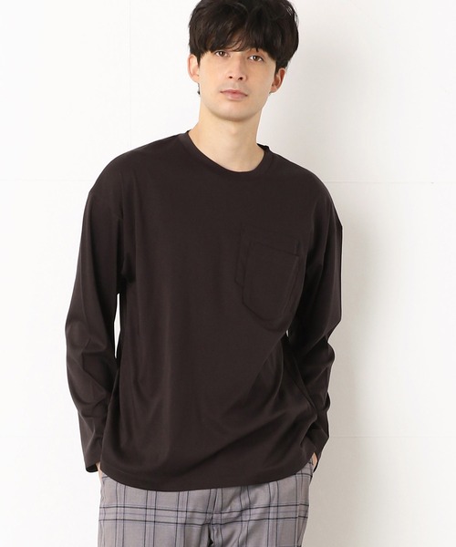 COMME　CA COMMUNE（コムサコミューン）の「ダブルポケット 長袖Ｔシャツ（Tシャツ/カットソー・メンズ・ダークブラウン/パープル/グリーン/アイボリー/レンガ/チャコール・MEDIUM/LARGE）」の3枚目の写真