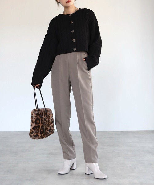 4youstory（フォーユーストーリー）の「ウールライクポリエステルセンタープレスパンツ（スラックス・レディース・ブラック/オレンジ/アイボリー/グレイッシュベージュ・MEDIUM）」の3枚目の写真