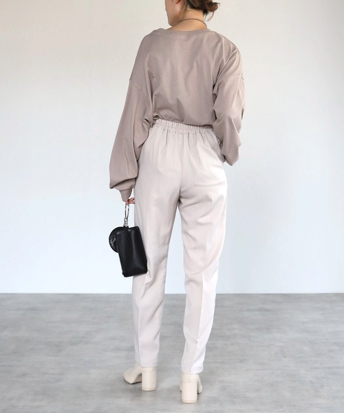 4youstory（フォーユーストーリー）の「ウールライクポリエステルセンタープレスパンツ（スラックス・レディース・ブラック/オレンジ/アイボリー/グレイッシュベージュ・MEDIUM）」の6枚目の写真