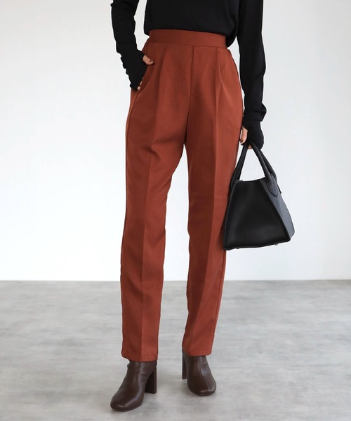 4youstory（フォーユーストーリー）の「ウールライクポリエステルセンタープレスパンツ（スラックス・レディース・ブラック/オレンジ/アイボリー/グレイッシュベージュ・MEDIUM）」の13枚目の写真