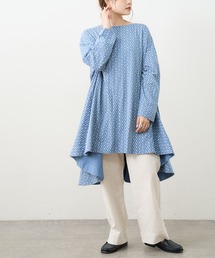 小花プリント抜染プリントチュニック