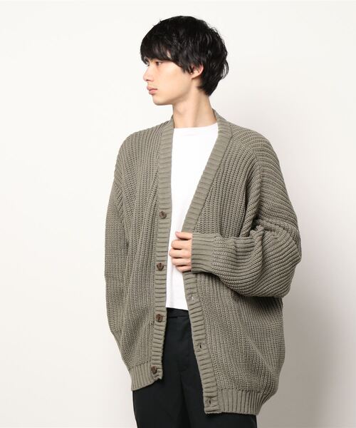 ＪＵＧＬＡＮＳ（ユグランス）の「【Revo.】畦編み 5G ルーズニットカーディガン（カーディガン/ボレロ・メンズ・ブラック/ワインレッド/ブルー/グレー/イエロー/パープル/グリーン/アイボリー/ネイビー/ダークオレンジ/オートミール/ブラック系その他/グリーン系その他・L/M）」の5枚目の写真