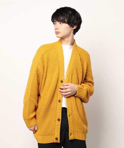 ＪＵＧＬＡＮＳ（ユグランス）の「【Revo.】畦編み 5G ルーズニットカーディガン（カーディガン/ボレロ・メンズ・ブラック/ワインレッド/ブルー/グレー/イエロー/パープル/グリーン/アイボリー/ネイビー/ダークオレンジ/オートミール/ブラック系その他/グリーン系その他・L/M）」の11枚目の写真