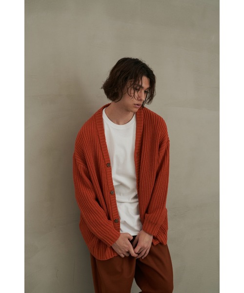 ＪＵＧＬＡＮＳ（ユグランス）の「【Revo.】畦編み 5G ルーズニットカーディガン（カーディガン/ボレロ・メンズ・ブラック/ワインレッド/ブルー/グレー/イエロー/パープル/グリーン/アイボリー/ネイビー/ダークオレンジ/オートミール/ブラック系その他/グリーン系その他・L/M）」の13枚目の写真