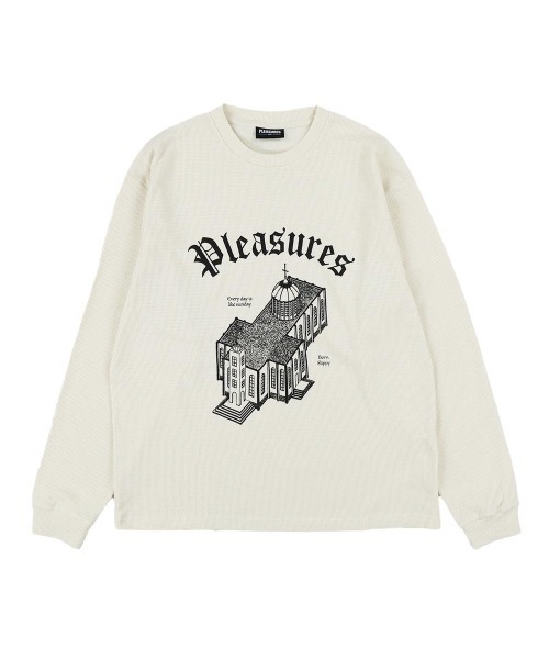 PLEASURES（プレジャー）の「GLORY WAFFLE KNIT LONG SLEEVE（Tシャツ/カットソー・メンズ・ブラック/ナチュラル・M/L/XL）」の2枚目の写真