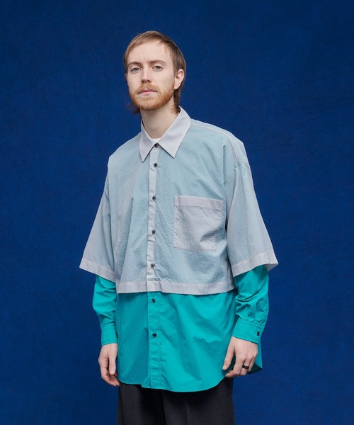 UNITED TOKYO（ユナイテッドトウキョウ）の「カラーブロックシアーSH（シャツ/ブラウス・メンズ・ブラウン/グレー/ネイビー・FREE）」の2枚目の写真