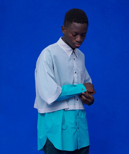 UNITED TOKYO（ユナイテッドトウキョウ）の「カラーブロックシアーSH（シャツ/ブラウス・メンズ・ブラウン/グレー/ネイビー・FREE）」の8枚目の写真