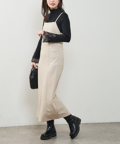 natural couture（ナチュラルクチュール）の「モクロディベアキャミワンピース（ジャンパースカート・レディース・ブラック/ブラウン/チェック/ライトベージュ・FREE）」の3枚目の写真