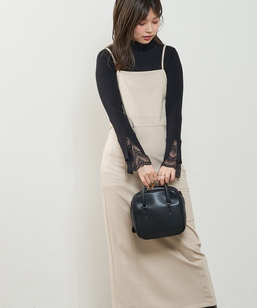 natural couture（ナチュラルクチュール）の「モクロディベアキャミワンピース（ジャンパースカート・レディース・ブラック/ブラウン/チェック/ライトベージュ・FREE）」の5枚目の写真