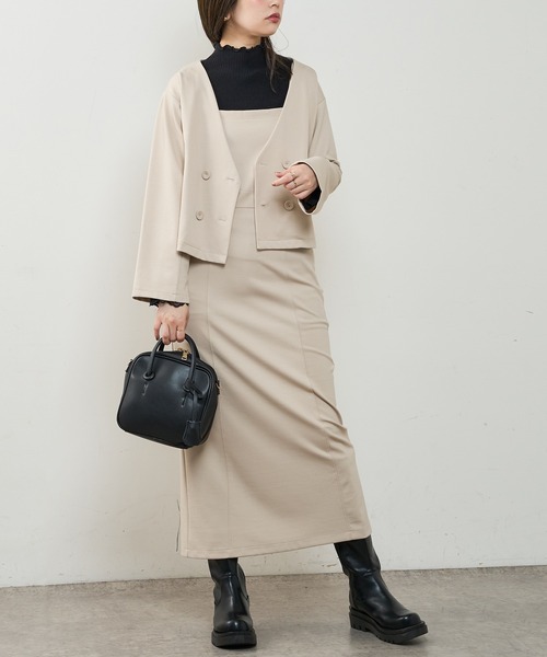 natural couture（ナチュラルクチュール）の「モクロディベアキャミワンピース（ジャンパースカート・レディース・ブラック/ブラウン/チェック/ライトベージュ・FREE）」の14枚目の写真