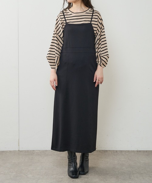 natural couture（ナチュラルクチュール）の「モクロディベアキャミワンピース（ジャンパースカート・レディース・ブラック/ブラウン/チェック/ライトベージュ・FREE）」の13枚目の写真