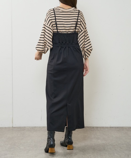 natural couture（ナチュラルクチュール）の「モクロディベアキャミワンピース（ジャンパースカート・レディース・ブラック/ブラウン/チェック/ライトベージュ・FREE）」の6枚目の写真