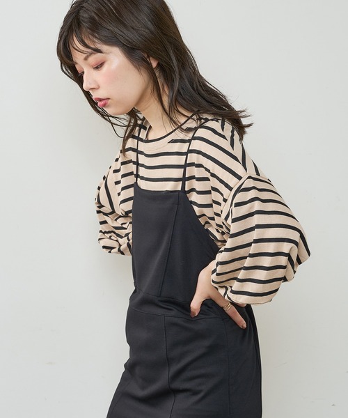 natural couture（ナチュラルクチュール）の「モクロディベアキャミワンピース（ジャンパースカート・レディース・ブラック/ブラウン/チェック/ライトベージュ・FREE）」の19枚目の写真