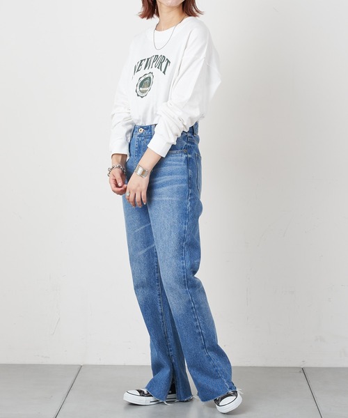 CIAOPANIC TYPY（チャオパニックティピー）の「NEWPORTプリントTee（Tシャツ/カットソー・レディース・チャコールグレー/レッド/オフホワイト・ONE SIZE）」の8枚目の写真