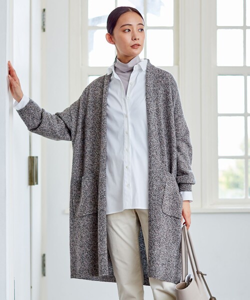 J.PRESS(ジェイプレス)の「MIX COLOR CHINE カーディガン(カーディガン/ボレロ・レディース・グレー系/ベージュ系・T13)」の1枚目の写真