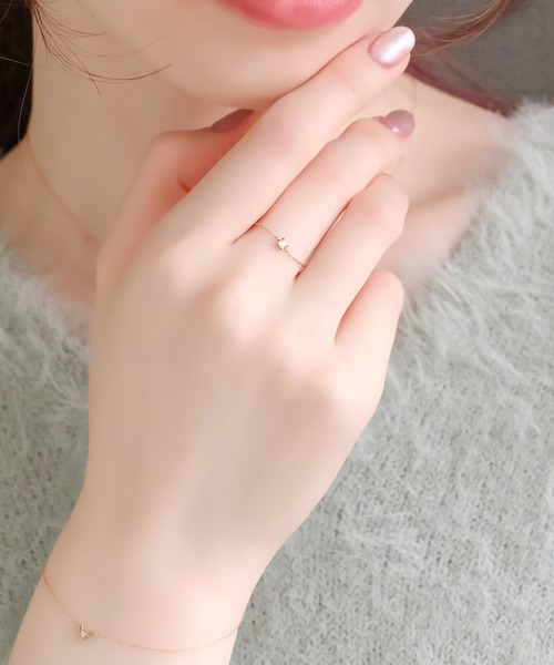 Phoebe(フィービィー)の「<ラストワン>【K10RG】プリンセスカットチェーンリング(リング・レディース・ピンクゴールド・#11/#7/#3/#13)」の6枚目の写真