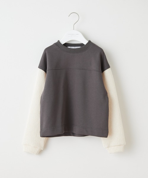 CIAOPANIC TYPY(チャオパニックティピー)の「【KIDS】畦編みニット切替スウェットプルオーバー(スウェット・キッズ・チャコールグレー/カーキ/イエロー・SMALL/MEDIUM/LARGE/X-LARGE/XX-LARGE)」の1枚目の写真