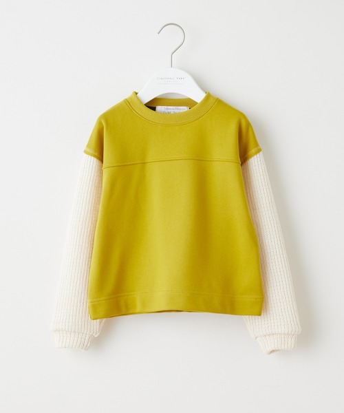 CIAOPANIC TYPY(チャオパニックティピー)の「【KIDS】畦編みニット切替スウェットプルオーバー(スウェット・キッズ・チャコールグレー/カーキ/イエロー・SMALL/MEDIUM/LARGE/X-LARGE/XX-LARGE)」の3枚目の写真
