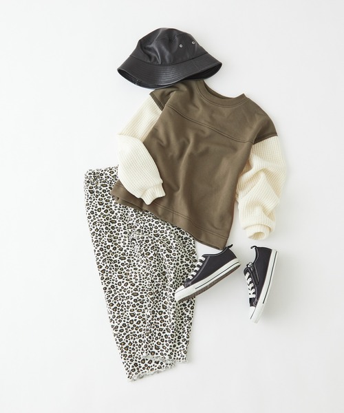 CIAOPANIC TYPY(チャオパニックティピー)の「【KIDS】畦編みニット切替スウェットプルオーバー(スウェット・キッズ・チャコールグレー/カーキ/イエロー・SMALL/MEDIUM/LARGE/X-LARGE/XX-LARGE)」の8枚目の写真