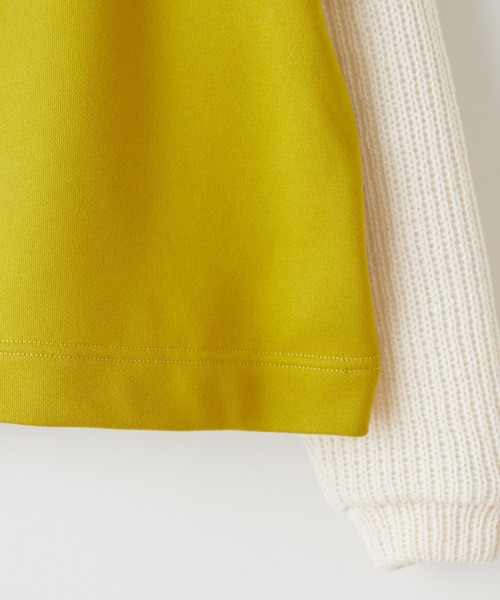 CIAOPANIC TYPY(チャオパニックティピー)の「【KIDS】畦編みニット切替スウェットプルオーバー(スウェット・キッズ・チャコールグレー/カーキ/イエロー・SMALL/MEDIUM/LARGE/X-LARGE/XX-LARGE)」の4枚目の写真