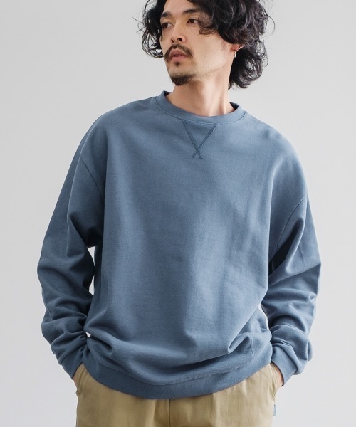 SIDEWAY STANCE(サイドウェイスタンス)の「【SIDEWAY STANCE】スウェット クルーネック ビッグシルエット トレーナー(スウェット・メンズ・ブラック/オフホワイト/カーキ/ブルーグレー/杢グレー・MEDIUM/LARGE/X-LARGE)」の4枚目の写真