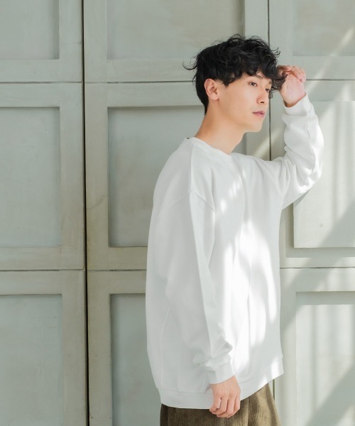 SIDEWAY STANCE(サイドウェイスタンス)の「【SIDEWAY STANCE】スウェット クルーネック ビッグシルエット トレーナー(スウェット・メンズ・ブラック/オフホワイト/カーキ/ブルーグレー/杢グレー・MEDIUM/LARGE/X-LARGE)」の7枚目の写真