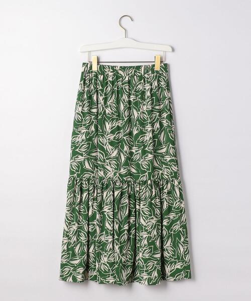 EMMEL REFINES（エメルリファインズ）の「＜EMMEL REFINES（エメル リファインズ）＞EM リーフプリント ギャザースカート（スカート・レディース・ブラック/ケリー・FREE）」の7枚目の写真