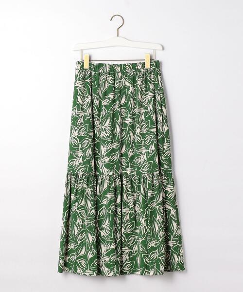 EMMEL REFINES（エメルリファインズ）の「＜EMMEL REFINES（エメル リファインズ）＞EM リーフプリント ギャザースカート（スカート・レディース・ブラック/ケリー・FREE）」の10枚目の写真