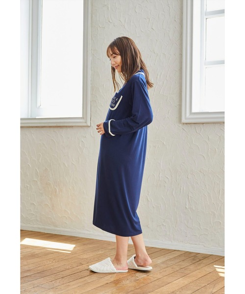 Rosemadame(ローズマダム)の「ストレスフリー授乳口付きパジャマ(ワンピースタイプ) マタニティパジャマ シームレス 産前産後 出産準備 入院準備(マタニティウェア/グッズ・レディース・ネイビー/ピンク・M/L)」の8枚目の写真