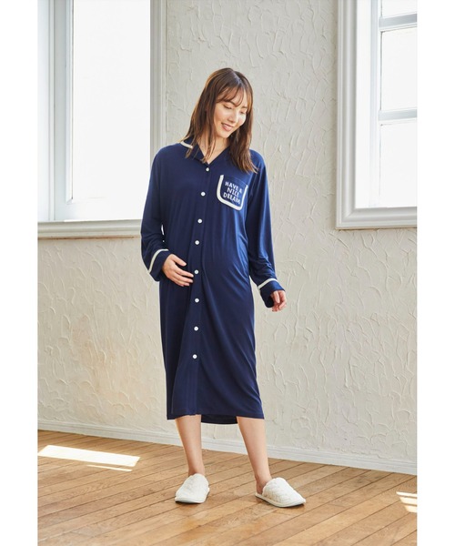 Rosemadame(ローズマダム)の「ストレスフリー授乳口付きパジャマ(ワンピースタイプ) マタニティパジャマ シームレス 産前産後 出産準備 入院準備(マタニティウェア/グッズ・レディース・ネイビー/ピンク・M/L)」の16枚目の写真