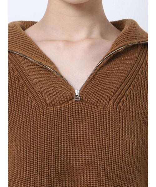 ELENDEEK（エレンディーク）の「ビッグカラージップニット（ニット/セーター・レディース・オフホワイト/ブラック/ブラウン・FREE）」の5枚目の写真