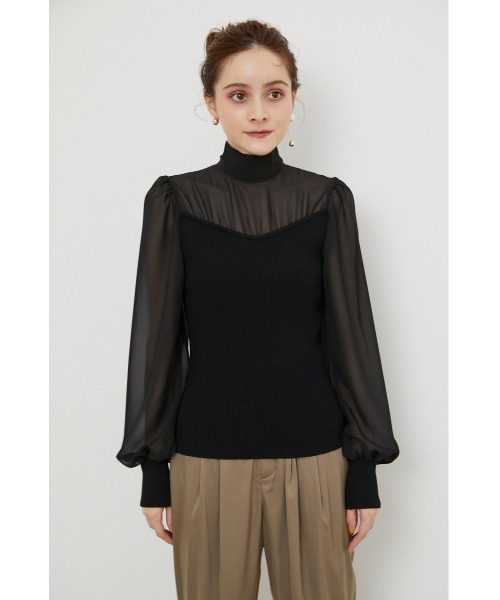 rienda（リエンダ）の「バックリボンニットコンビトップス（ニット/セーター・レディース・ライトグレー/ブラック/ライトブラウン・FREE）」の7枚目の写真