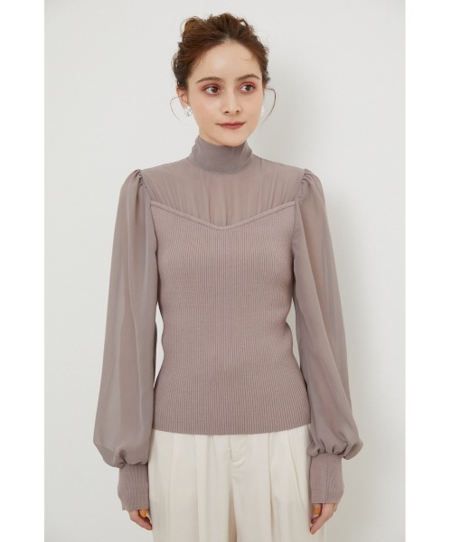 rienda（リエンダ）の「バックリボンニットコンビトップス（ニット/セーター・レディース・ライトグレー/ブラック/ライトブラウン・FREE）」の8枚目の写真