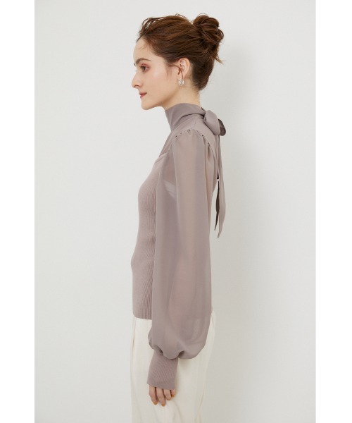 rienda（リエンダ）の「バックリボンニットコンビトップス（ニット/セーター・レディース・ライトグレー/ブラック/ライトブラウン・FREE）」の5枚目の写真