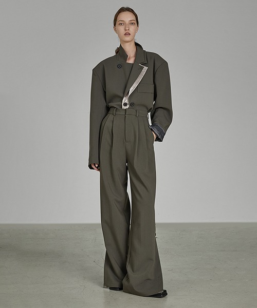 UNSPOKEN(アンスポクン)の「【UNSPOKEN】Double pleats slit design trousers UD21K015(スラックス・レディース・モカ・L/S/M)」の5枚目の写真
