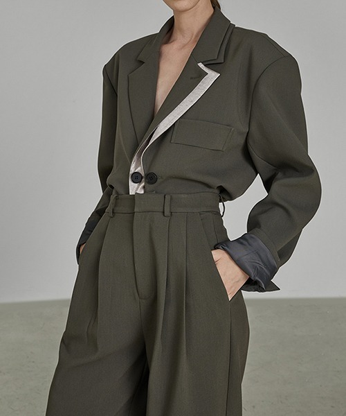 UNSPOKEN(アンスポクン)の「【UNSPOKEN】Double pleats slit design trousers UD21K015(スラックス・レディース・モカ・L/S/M)」の9枚目の写真