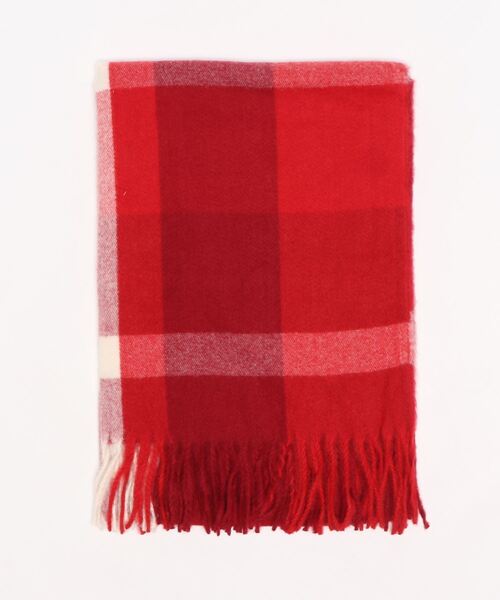 OLD BETTY'S（オールドベティーズ）の「ﾌﾞﾛｯｸﾁｪｯｸｽﾄｰﾙ(en)（マフラー・レディース・ブラック/ネイビー/レッド/アイボリー・FREE）」の2枚目の写真