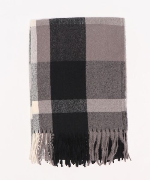 OLD BETTY'S（オールドベティーズ）の「ﾌﾞﾛｯｸﾁｪｯｸｽﾄｰﾙ(en)（マフラー・レディース・ブラック/ネイビー/レッド/アイボリー・FREE）」の3枚目の写真