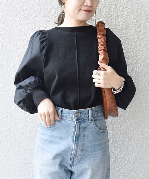 〈手洗い可能〉布帛コンビニットプルオーバー◆