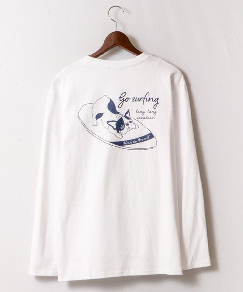 フレンチブルドッグ　GOLFロングティー フレンチブルドッグデザイン長袖Tシャツ バックプリント