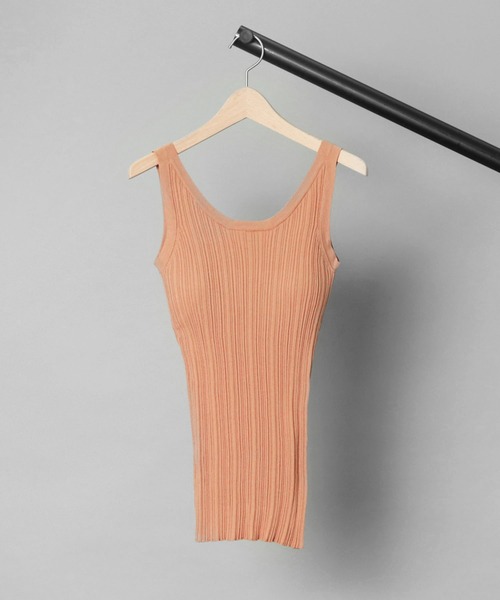 ADAWAS(アダワズ)の「【 ADAWAS / アダワス 】 PLEATED STITCH TANK TOP / プリーツステッチタンクトップ(タンクトップ・レディース・ネイビー/ピンク/グレイッシュベージュ・FREE)」の3枚目の写真