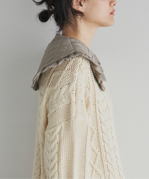 Libra Cue（リブラ キュー）の「”アソート付け襟”　　　　　　　　　　　　　　　　　　　　　　　コーディネートの主役になるボリューム感、トップス、ワンピース、アウターなど様々なアイテムに使用可（付け襟・レディース・ブラック系1/ベージュ/ブラック系2・FREE）」の17枚目の写真